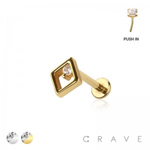 MULTI CZ CZ RHOMBUS THREADLESS (PUSH IN) 316L SURGICAL STEEL LABRET SET